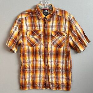 The North Face Men's Small Orange Plaid Button Down Shirt